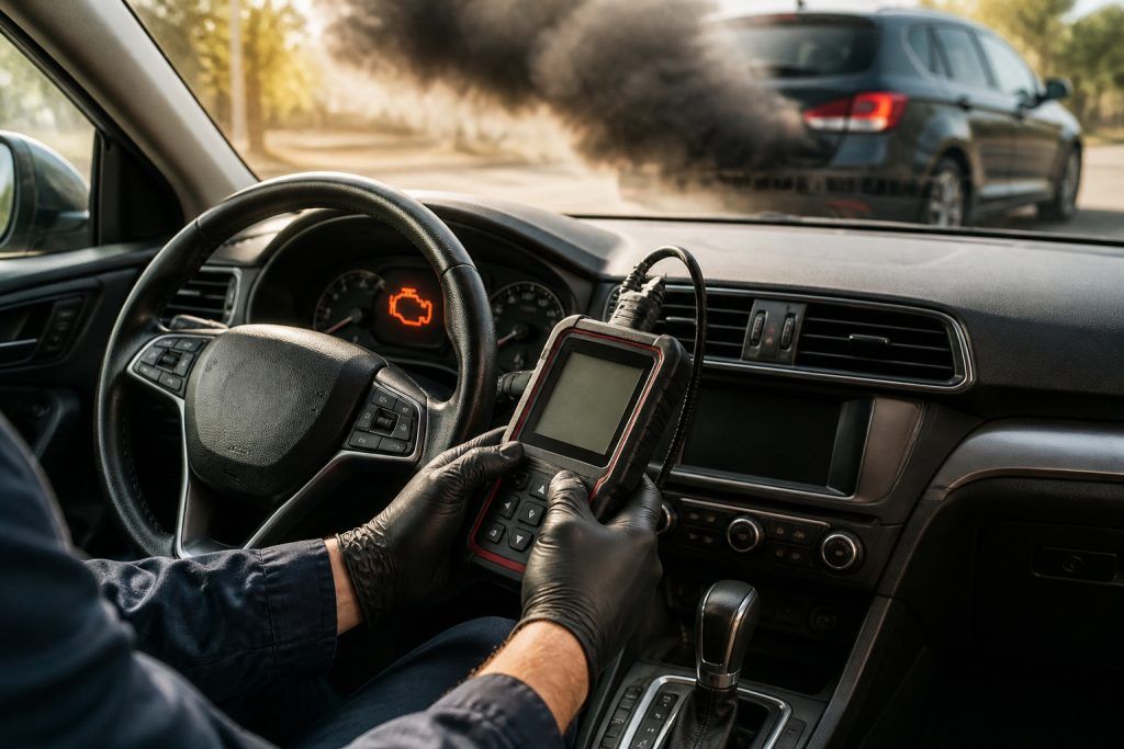 Diagnostic automobile et fumee noire