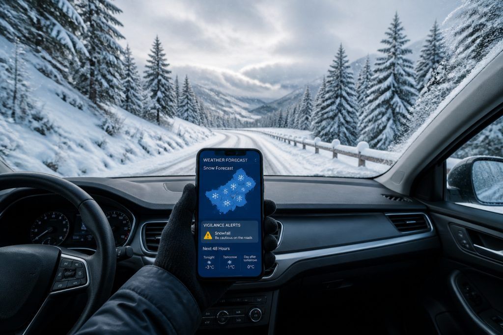 Previsions meteo hivernale pour le voyage en voiture